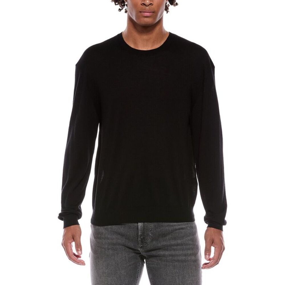 Frame Denim Mens Frame Superfine Wool & Cashmere-Blend Crewneck Sweater, Black